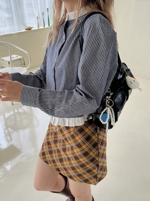 チェック台形ミニスカート | SL2243628 | イエロー