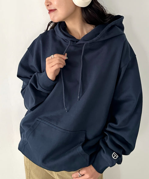 NEWTRAL(ニュートラル)/216 11.2oz Standard Emblem PO Hoodie/オーバーサイズ 裏毛 起毛なし 無地 ワッペン ワンポイント スウェット パーカー フーディー | NT2009016 | ネイビー