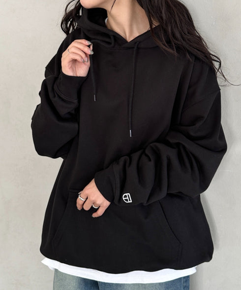 NEWTRAL(ニュートラル)/216 11.2oz Standard Emblem PO Hoodie/オーバーサイズ 裏毛 起毛なし 無地 ワッペン ワンポイント スウェット パーカー フーディー | NT2009016 | ブラック