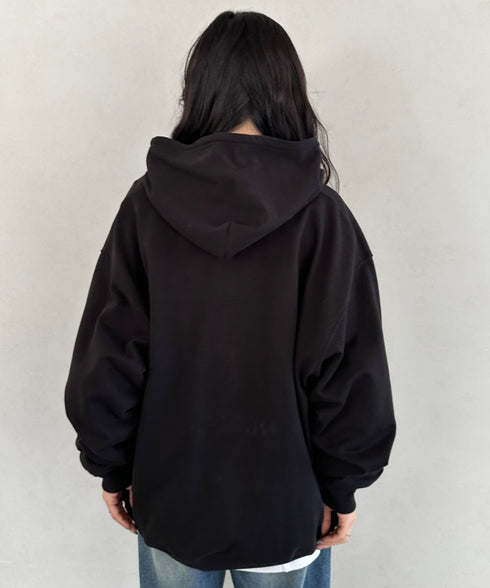 NEWTRAL(ニュートラル)/216 11.2oz Standard Emblem PO Hoodie/オーバーサイズ 裏毛 起毛なし 無地 ワッペン ワンポイント スウェット パーカー フーディー | NT2009016 | ブラック