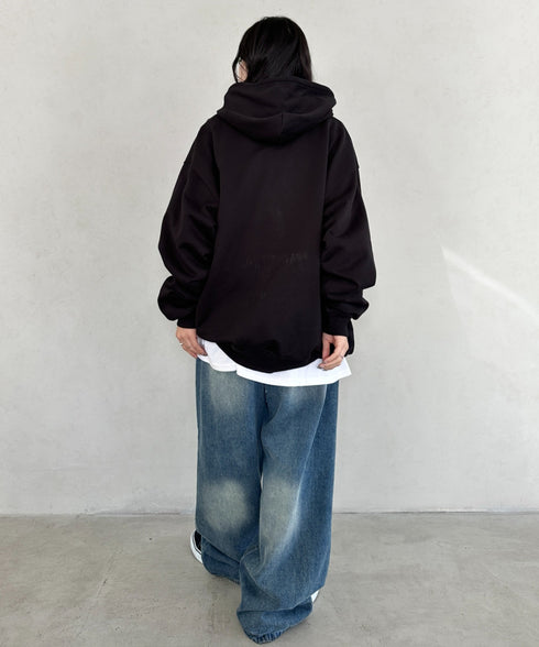 NEWTRAL(ニュートラル)/216 11.2oz Standard Emblem PO Hoodie/オーバーサイズ 裏毛 起毛なし 無地 ワッペン ワンポイント スウェット パーカー フーディー | NT2009016 | ブラック