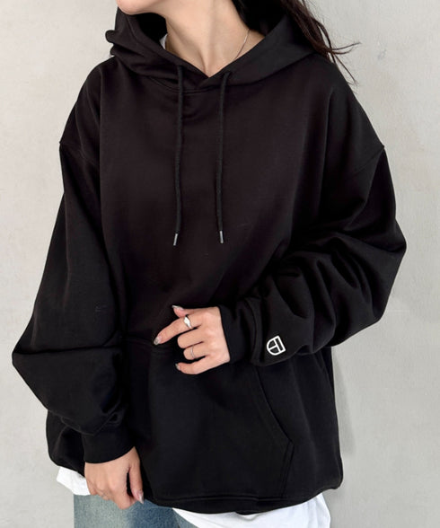 NEWTRAL(ニュートラル)/216 11.2oz Standard Emblem PO Hoodie/オーバーサイズ 裏毛 起毛なし 無地 ワッペン ワンポイント スウェット パーカー フーディー | NT2009016 | ブラック