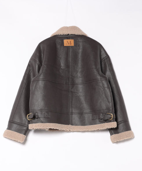 MUCENT(ムセント)/ワッペン ムートン ボア ジャケット ブルゾン/CHIVE LEATHER WAPEN MUSTANG JACKET | AT2254060 | ブラウン