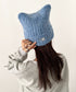 MLB KOREA(エムエルビーコリア)/猫耳 ねこ耳ビーニー 耳付き ロゴパッチ ワッペン ビーニー ニット帽/Plush Miyaong Beanie | AT5254072 | ブルー