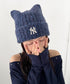 MLB KOREA(エムエルビーコリア)/猫耳 ねこ耳ビーニー 耳付き ロゴパッチ ワッペン ビーニー ニット帽/Plush Miyaong Beanie | AT5254072 | ネイビー
