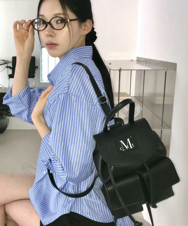 MUCENT(ムセント)/ミニ ポケット リュック バックパック/AREN TWO POCKET LEATHER MINI BACKPACK | AT1254078 | ブラック