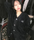 MUCENT(ムセント)/Vネック アンゴラ オーバーサイズ シャギー ニット カーディガン/POWDERY V-NECK ANGORA KNIT CARDIGAN | AT2254081 | ブラック