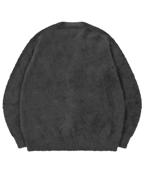 MUCENT(ムセント)/Vネック アンゴラ オーバーサイズ シャギー ニット カーディガン/POWDERY V-NECK ANGORA KNIT CARDIGAN | AT2254081 | チャコールグレー