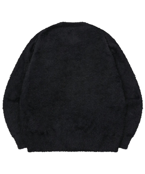 MUCENT(ムセント)/Vネック アンゴラ オーバーサイズ シャギー ニット カーディガン/POWDERY V-NECK ANGORA KNIT CARDIGAN | AT2254081 | ブラック