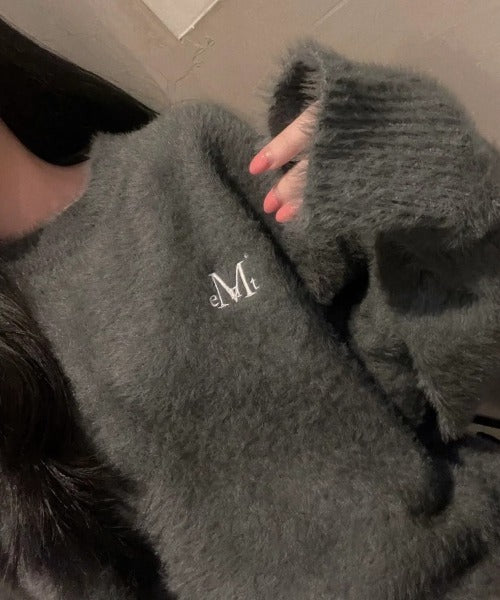 MUCENT(ムセント)/アンゴラ オーバーサイズ シャギー ニット/NEUSS ANGORA LOOSE-FIT KNIT | AT2254084 | チャコールグレー