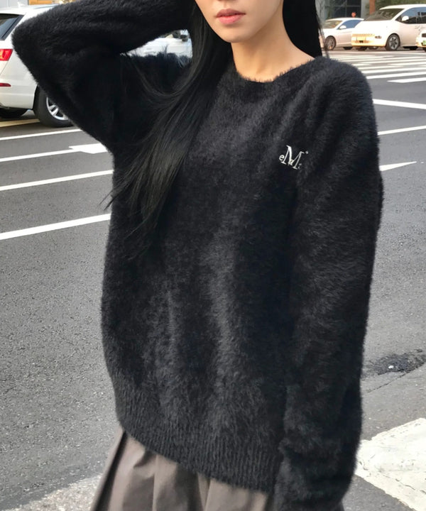 MUCENT(ムセント)/アンゴラ オーバーサイズ シャギー ニット/NEUSS ANGORA LOOSE-FIT KNIT | AT2254084 | ブラック
