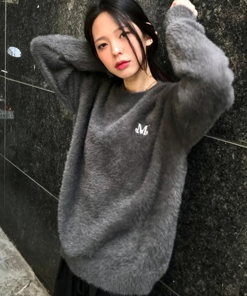 MUCENT(ムセント)/アンゴラ オーバーサイズ シャギー ニット/NEUSS ANGORA LOOSE-FIT KNIT | AT2254084 | チャコールグレー