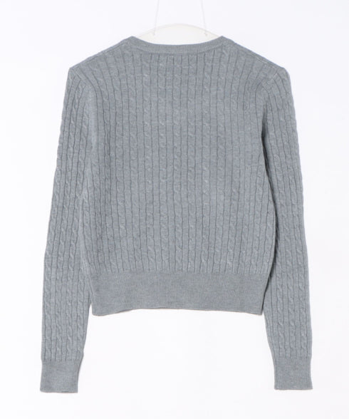MUCENT(ムセント)/Vネック クロップ ケーブル ニット/PRIMROSE V-NECK CROP KNIT | AT2254085 | グレー