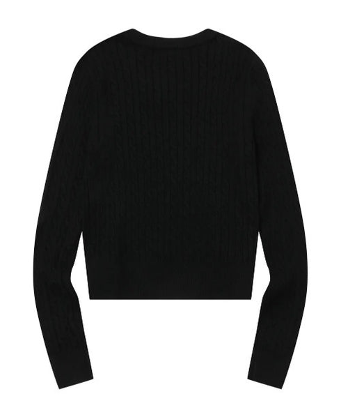 MUCENT(ムセント)/Vネック クロップ ケーブル ニット/PRIMROSE V-NECK CROP KNIT | AT2254085 | ブラック