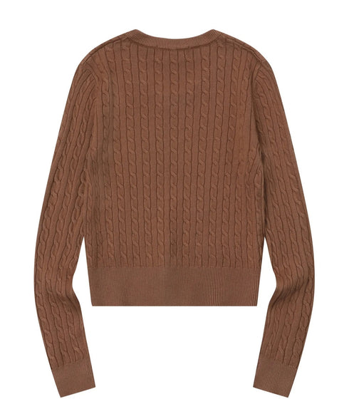 MUCENT(ムセント)/Vネック クロップ ケーブル ニット/PRIMROSE V-NECK CROP KNIT | AT2254085 | ブラウン