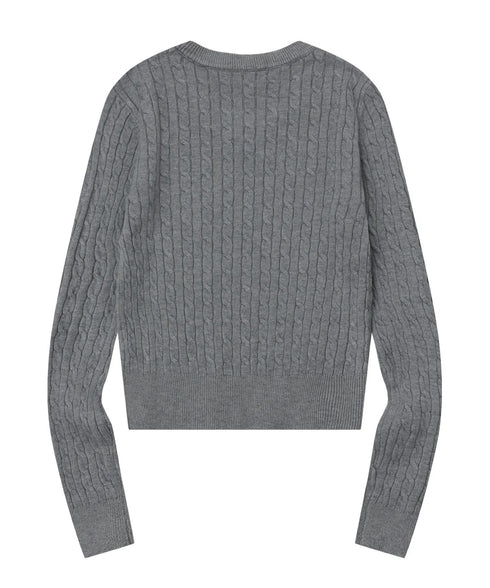 MUCENT(ムセント)/Vネック クロップ ケーブル ニット/PRIMROSE V-NECK CROP KNIT | AT2254085 | グレー
