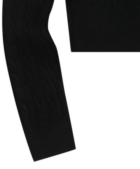 MUCENT(ムセント)/Vネック クロップ ケーブル ニット/PRIMROSE V-NECK CROP KNIT | AT2254085 | ブラック