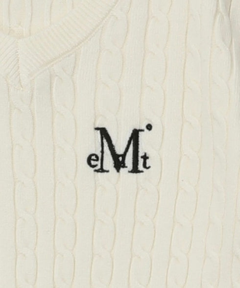 MUCENT(ムセント)/Vネック クロップ ケーブル ニット/PRIMROSE V-NECK CROP KNIT | AT2254085 | アイボリー