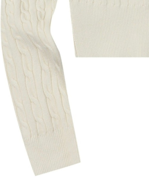 MUCENT(ムセント)/Vネック クロップ ケーブル ニット/PRIMROSE V-NECK CROP KNIT | AT2254085 | アイボリー