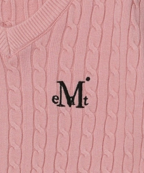 MUCENT(ムセント)/Vネック クロップ ケーブル ニット/PRIMROSE V-NECK CROP KNIT | AT2254085 | ピンク