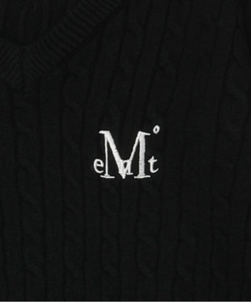 MUCENT(ムセント)/Vネック クロップ ケーブル ニット/PRIMROSE V-NECK CROP KNIT | AT2254085 | ブラック