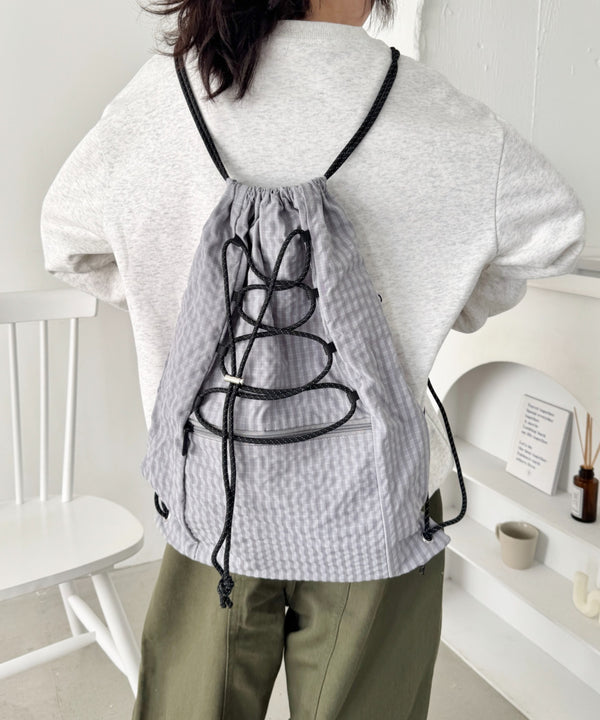 チェックドローコードナップサック | SL1265008 | グレー