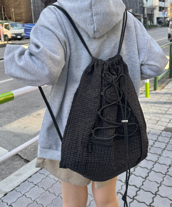 チェックドローコードナップサック | SL1265008 | ブラック
