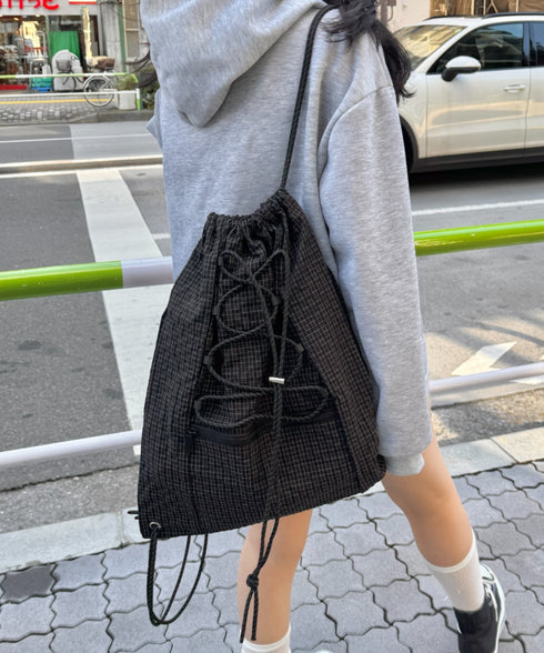 チェックドローコードナップサック | SL1265008 | ブラック