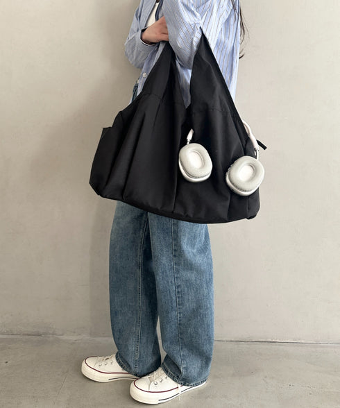新色登場【A4収納可/大容量】6ポケット付き 仕切り付き軽量ナイロントートバッグ 通勤、通学バッグ マザーズバッグ■動画あり | MD1265007 | ブラック