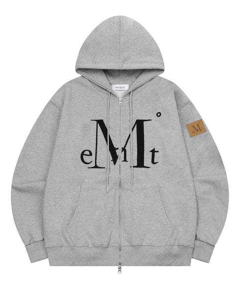 MUCENT(ムセント)/配色 ロゴパッチ フルジップパーカー フーディー/WADI APPLIQUE LOGO HOOD ZIP-UP | AT2261002 | グレー