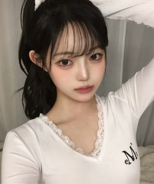 MUCENT(ムセント)/レース Vネック ロングスリーブ Tシャツ/SUNNIOR LACE V-NECK LONG SLEEVE T | AT2261004 | ホワイト