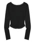 MUCENT(ムセント)/レース Vネック ロングスリーブ Tシャツ/SUNNIOR LACE V-NECK LONG SLEEVE T | AT2261004 | ブラック