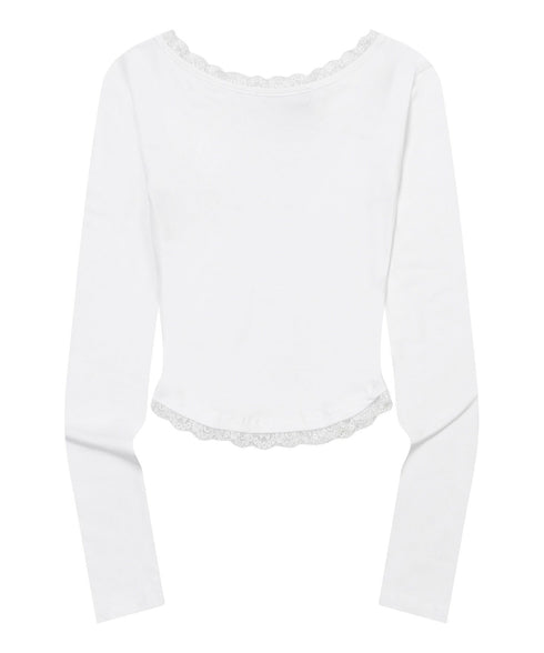 MUCENT(ムセント)/レース Vネック ロングスリーブ Tシャツ/SUNNIOR LACE V-NECK LONG SLEEVE T | AT2261004 | ホワイト