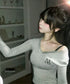 MUCENT(ムセント)/レース Vネック ロングスリーブ Tシャツ/SUNNIOR LACE V-NECK LONG SLEEVE T | AT2261004 | グレー
