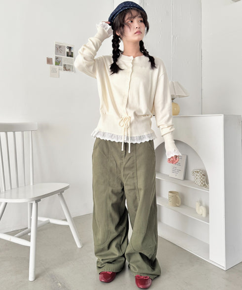 コットンレースリボンリブカーディガン | SL2261013 | アイボリー