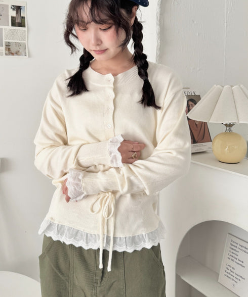 コットンレースリボンリブカーディガン | SL2261013 | アイボリー