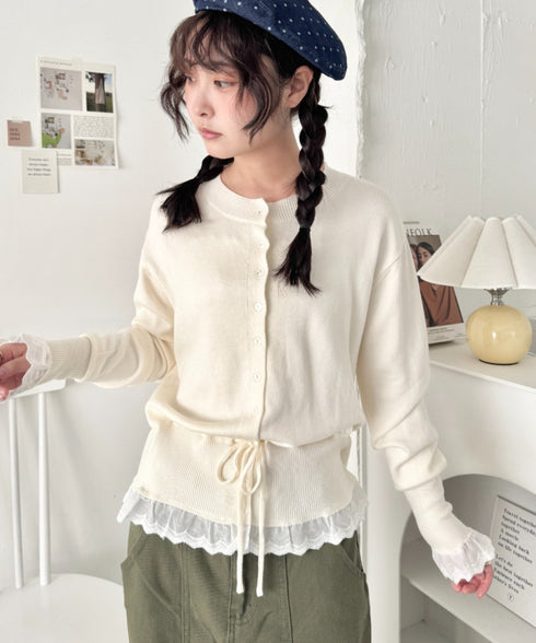 コットンレースリボンリブカーディガン | SL2261013 | アイボリー