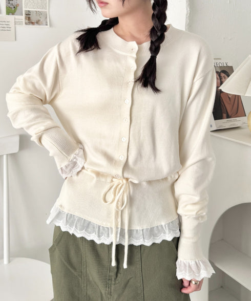 コットンレースリボンリブカーディガン | SL2261013 | アイボリー