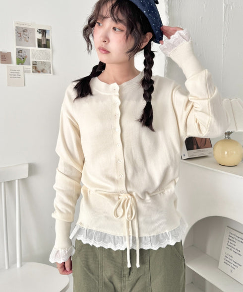 コットンレースリボンリブカーディガン | SL2261013 | アイボリー