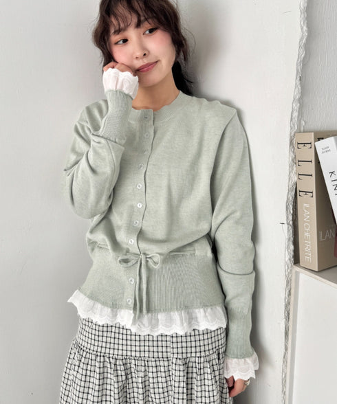 コットンレースリボンリブカーディガン | SL2261013 | ミント
