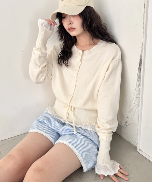 コットンレースリボンリブカーディガン | SL2261013 | アイボリー