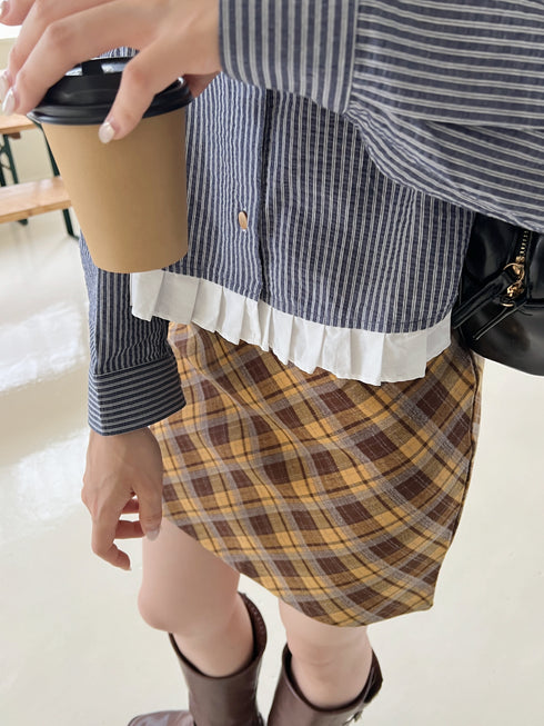 チェック台形ミニスカート | SL2243628 | イエロー