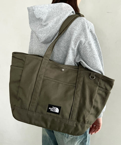THE NORTH FACE(ザ・ノースフェイス)/ALL-DAY TOTE L_PLUS/TNF A4 PC収納 ビッグサイズ トートバッグ 横型トート コットン素材 | IM1261013 | カーキ