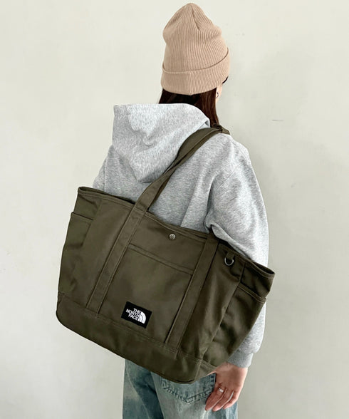 THE NORTH FACE(ザ・ノースフェイス)/ALL-DAY TOTE L_PLUS/TNF A4 PC収納 ビッグサイズ トートバッグ 横型トート コットン素材 | IM1261013 | カーキ