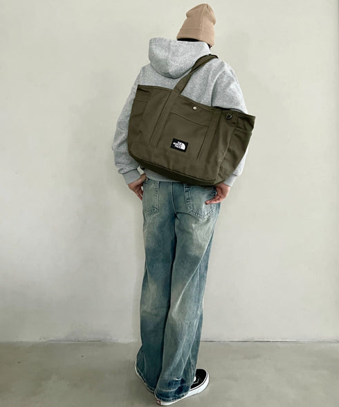 THE NORTH FACE(ザ・ノースフェイス)/ALL-DAY TOTE L_PLUS/TNF A4 PC収納 ビッグサイズ トートバッグ 横型トート コットン素材 | IM1261013 | カーキ