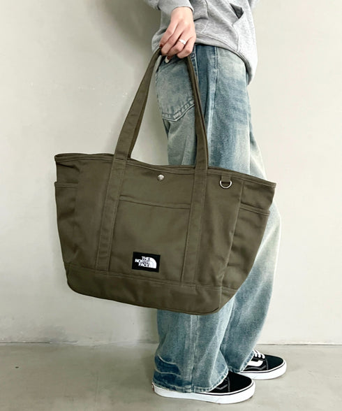 THE NORTH FACE(ザ・ノースフェイス)/ALL-DAY TOTE L_PLUS/TNF A4 PC収納 ビッグサイズ トートバッグ 横型トート コットン素材 | IM1261013 | カーキ