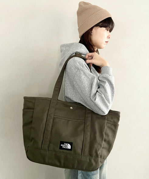 THE NORTH FACE(ザ・ノースフェイス)/ALL-DAY TOTE L_PLUS/TNF A4 PC収納 ビッグサイズ トートバッグ 横型トート コットン素材 | IM1261013 | カーキ