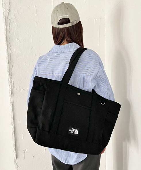 THE NORTH FACE(ザ・ノースフェイス)/ALL-DAY TOTE L_PLUS/TNF A4 PC収納 ビッグサイズ トートバッグ 横型トート コットン素材 | IM1261013 | ブラック
