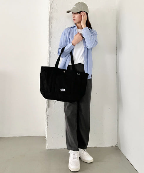 THE NORTH FACE(ザ・ノースフェイス)/ALL-DAY TOTE L_PLUS/TNF A4 PC収納 ビッグサイズ トートバッグ 横型トート コットン素材 | IM1261013 | ブラック