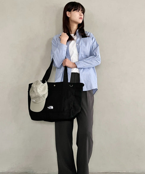 THE NORTH FACE(ザ・ノースフェイス)/ALL-DAY TOTE L_PLUS/TNF A4 PC収納 ビッグサイズ トートバッグ 横型トート コットン素材 | IM1261013 | ブラック